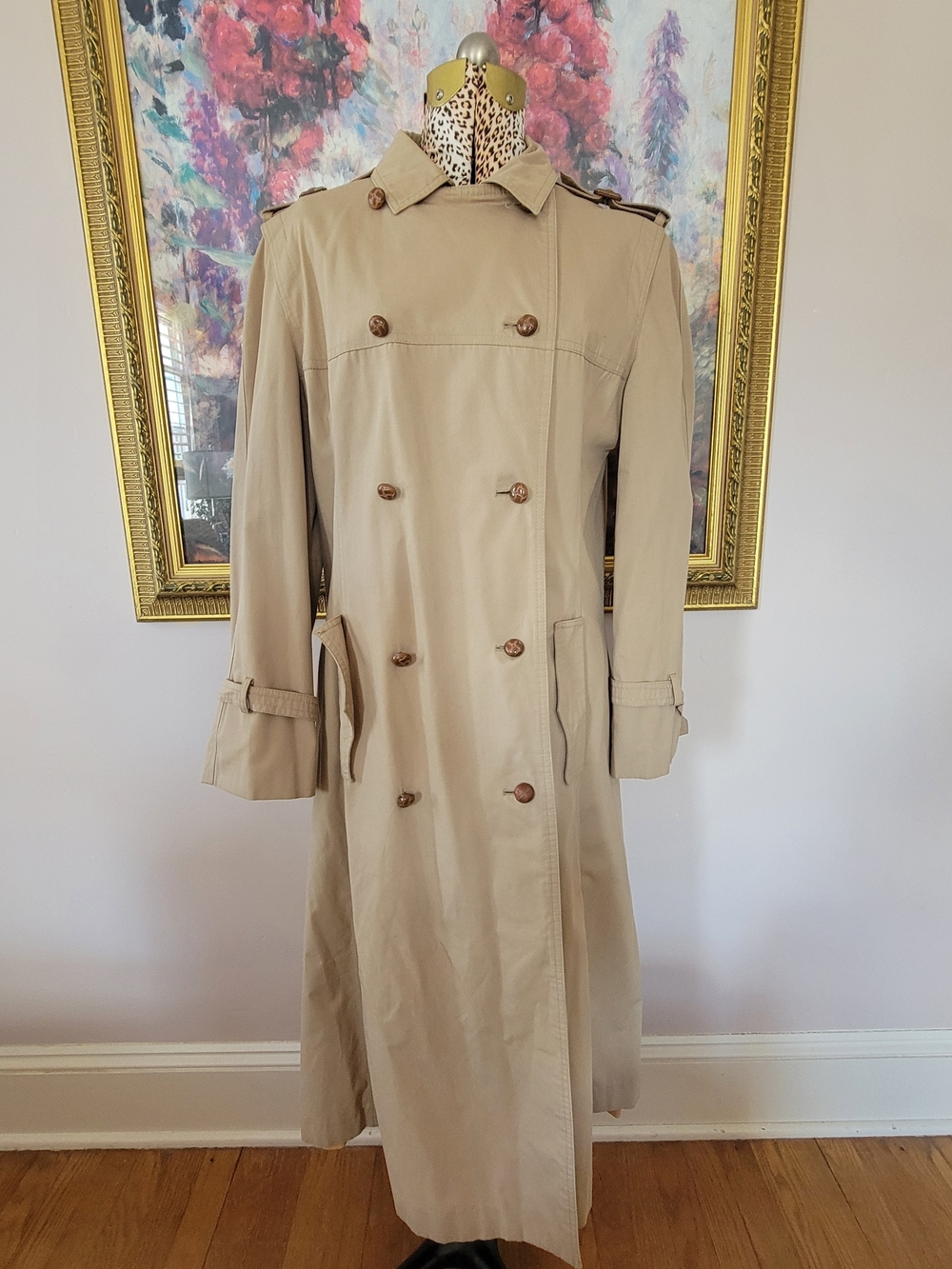 Vintage 70s Classic Beige Double-Breasted Trench Coat